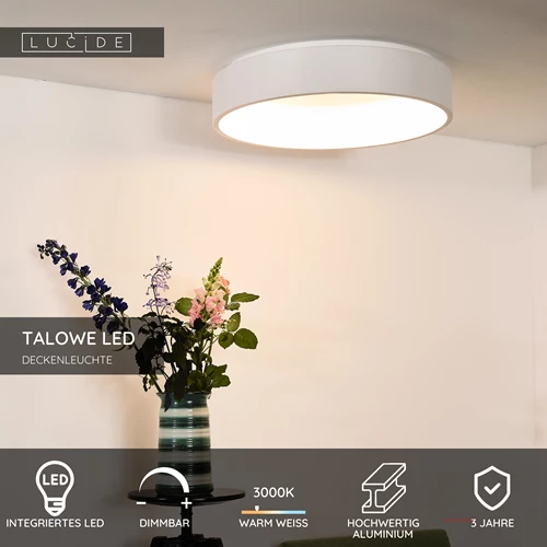 Lucide TALOWE LED - Deckenleuchte - Ø 60 cm - LED Dim. - 1x42W 3000K - Weiß - USP